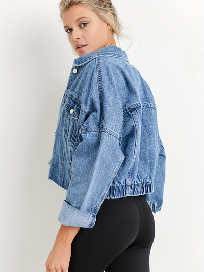 Blaue Jeansjacke mit Reverskragen
