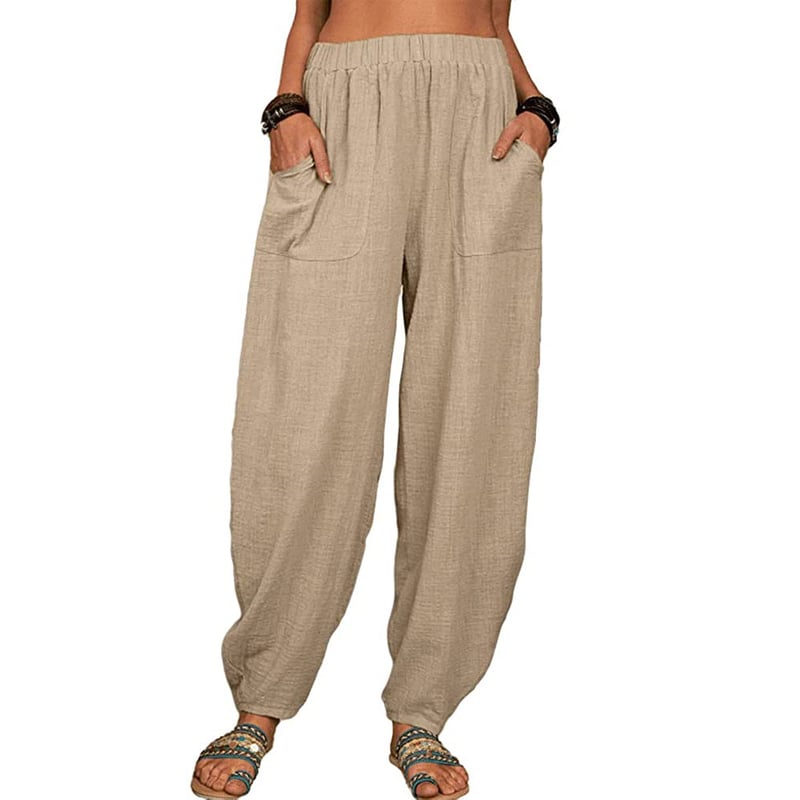 Zinzi - Pantaloni harem casual in cotone e lino