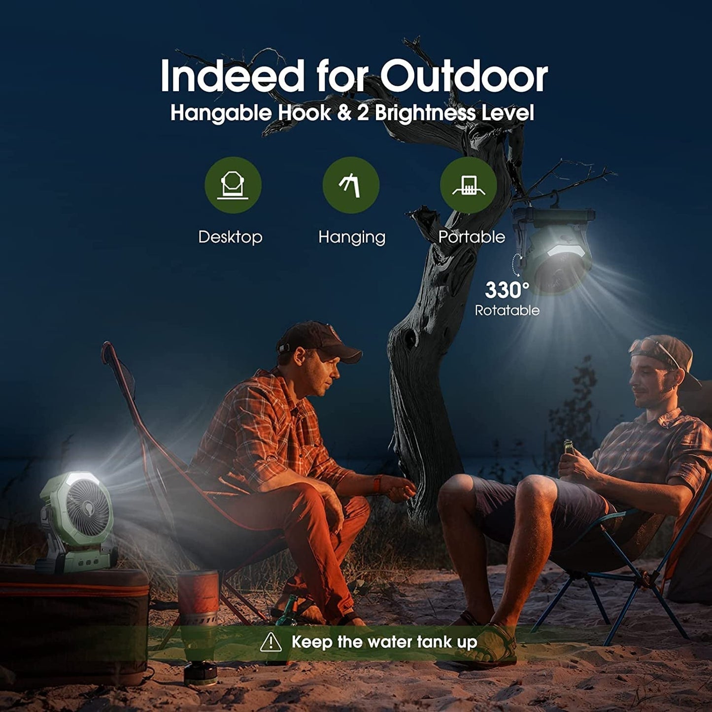 Prenosný hmlový ventilátor, 8-palcový 10000mAh nabíjateľný ventilátor na batérie