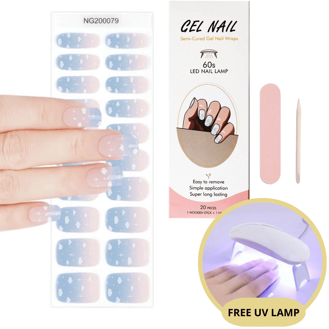 Juego de pegatinas para uñas de gel con lámpara UV