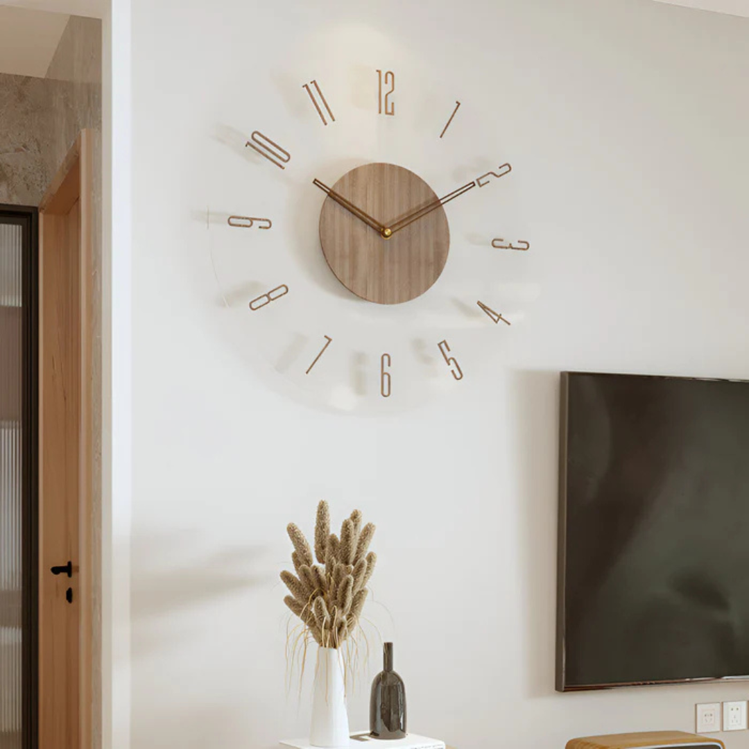 Nock - Large Wall Clock Made of Acrylic and Wood for the Living Room