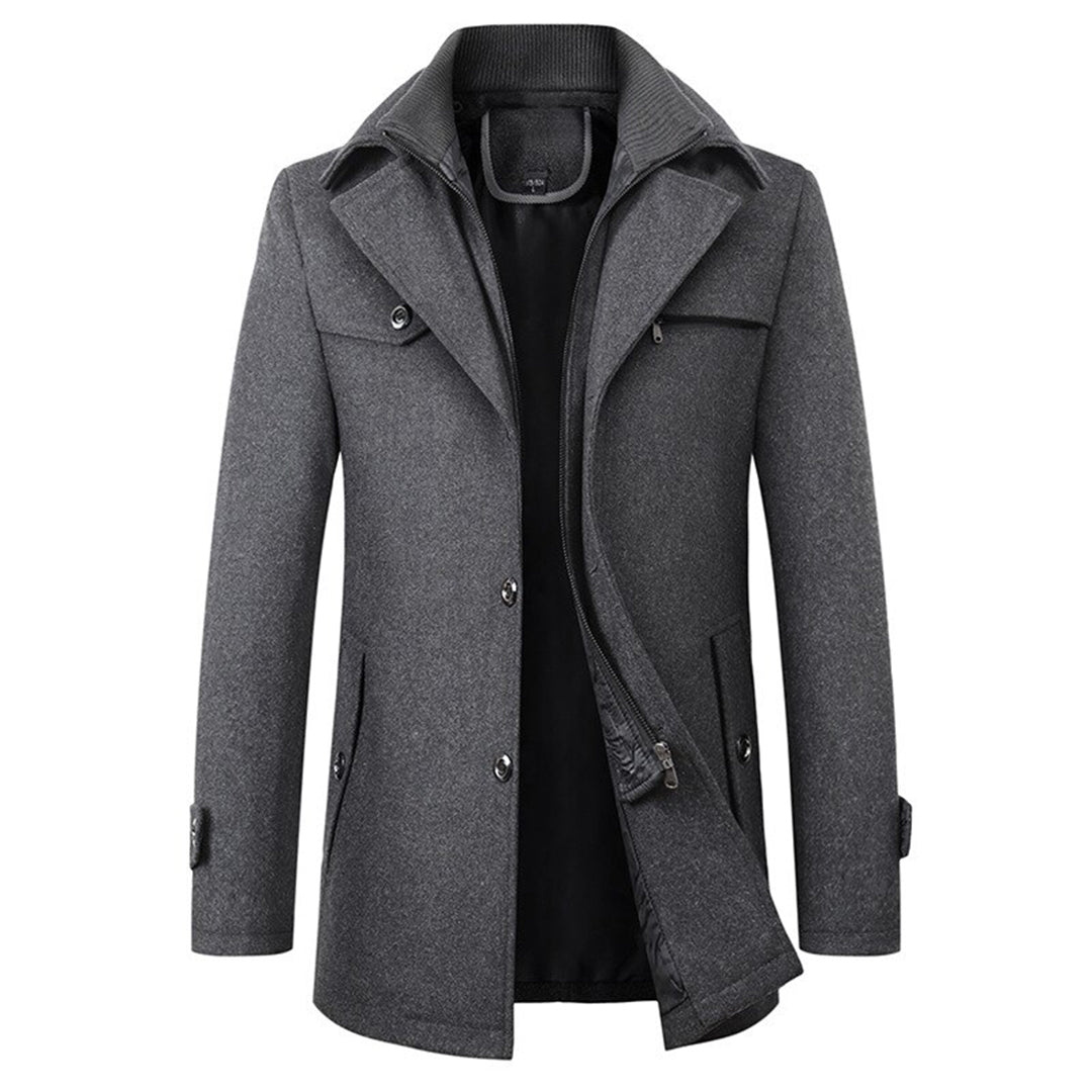 Abrigo de hombre slim fit abrigo largo con cuello alto | Abrigo de invierno elegante y cálido