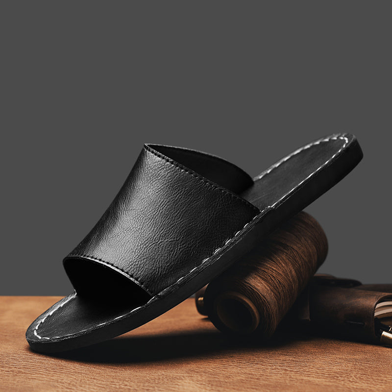 Pantofole incrociate in vera pelle per uomo