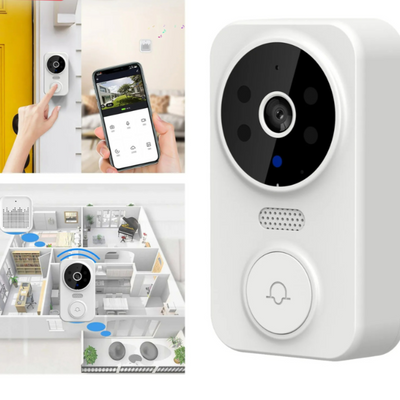 Timbre inteligente WiFi con cámara y alarma - Seguridad en HD - Diseño blanco