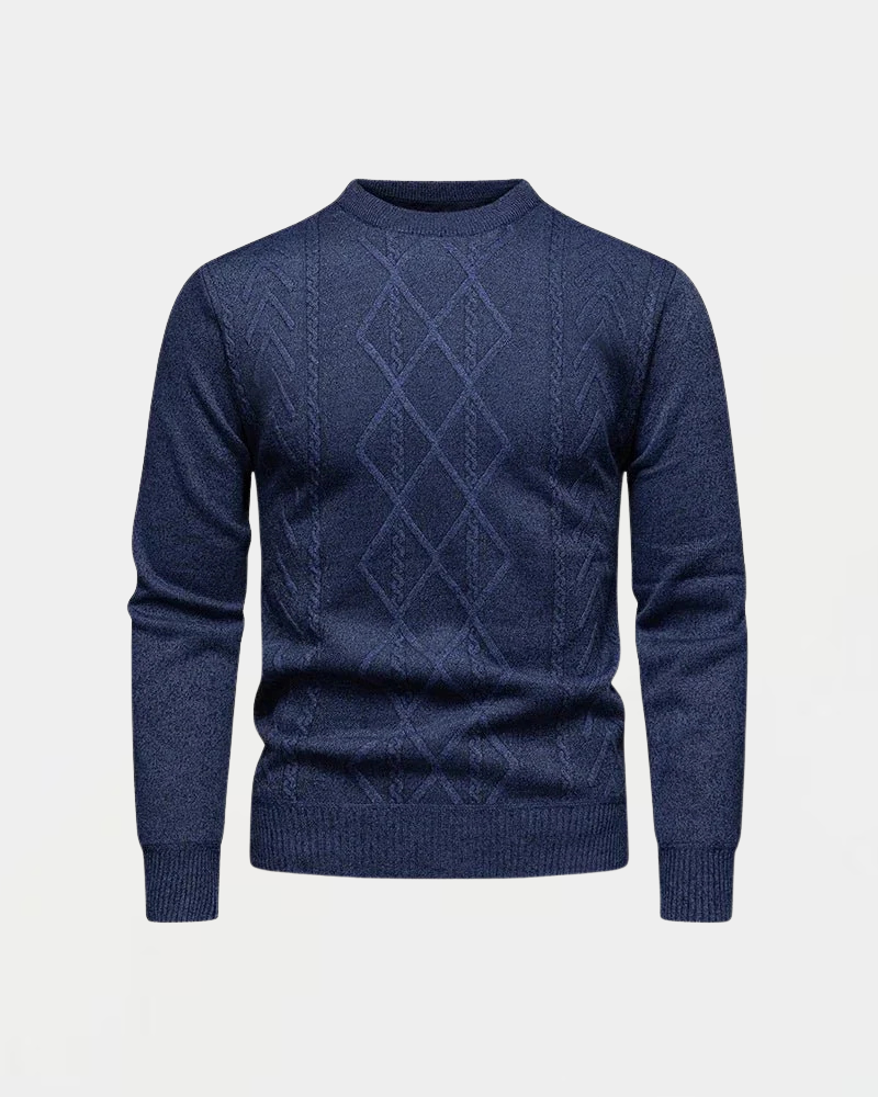 Herren Strickpullover mit rundem Ausschnitt und Diamantmuster