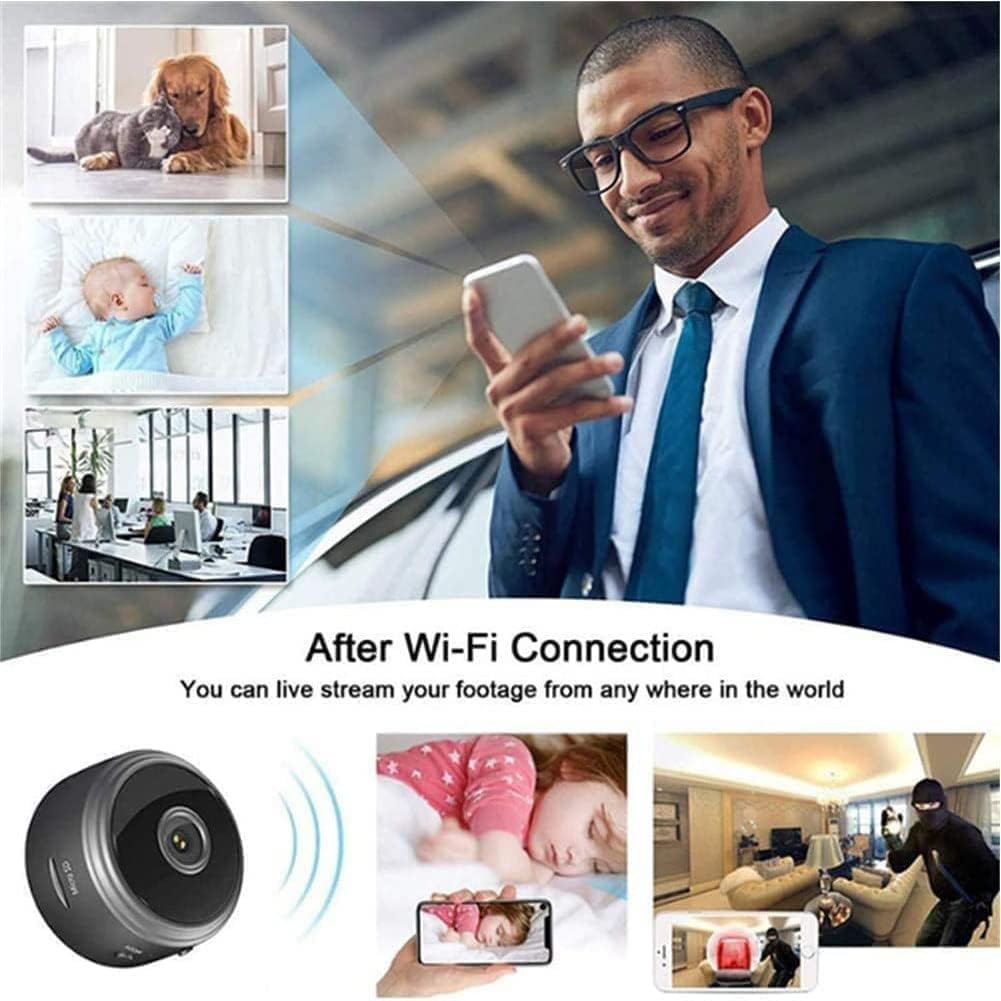 Minicámara espía Eyecam: cámara compacta de seguridad con Wi-Fi para interiores 