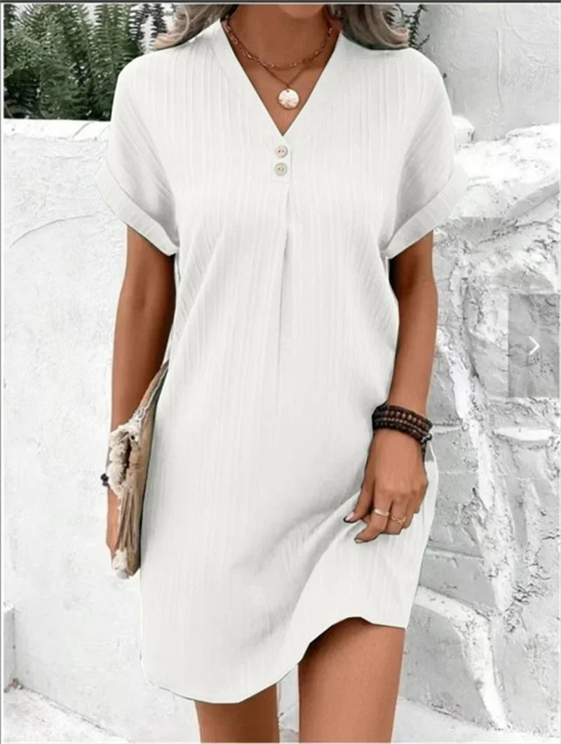 June – Damen Kleid mit V-Ausschnitt Elegantes Design & Bequemer Stoff