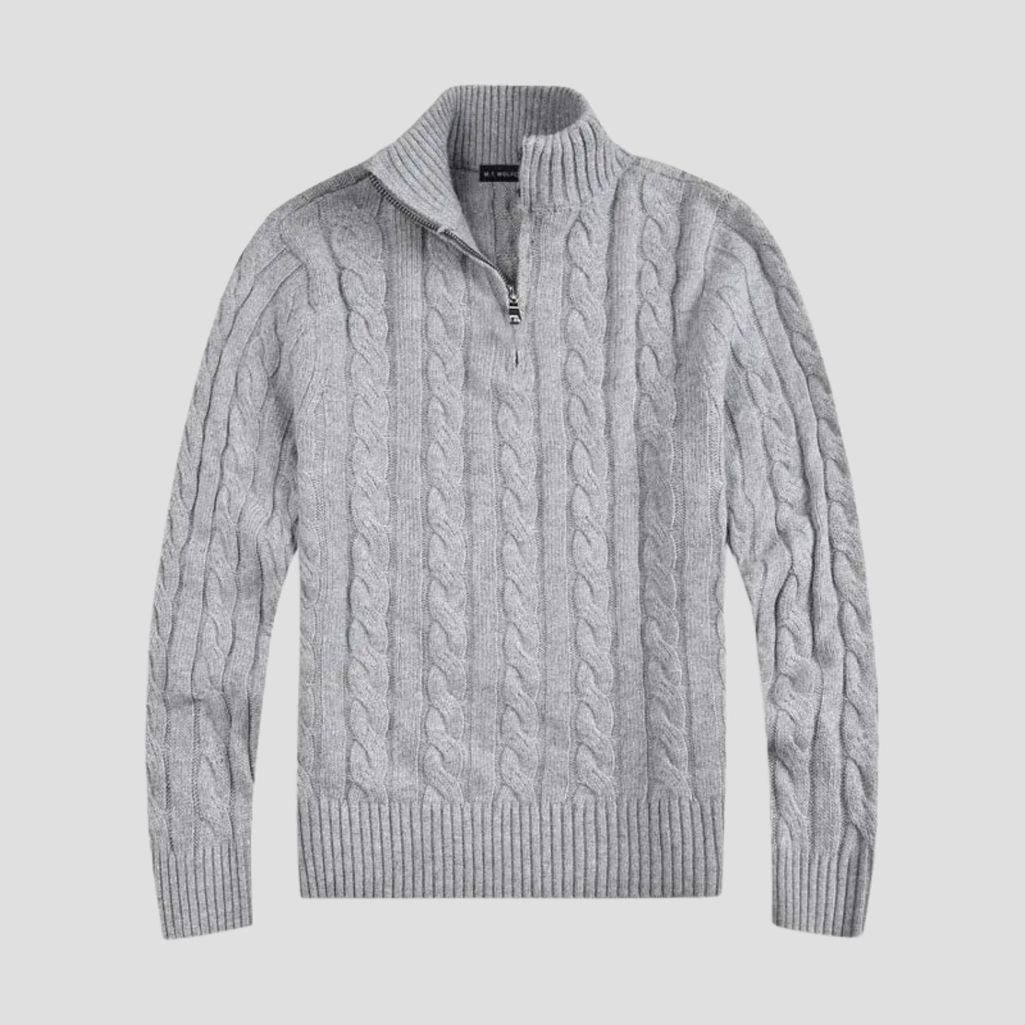 Pull en tricot à demi-fermeture éclair pour homme – Motif torsadé intemporel rencontre raffinement moderne