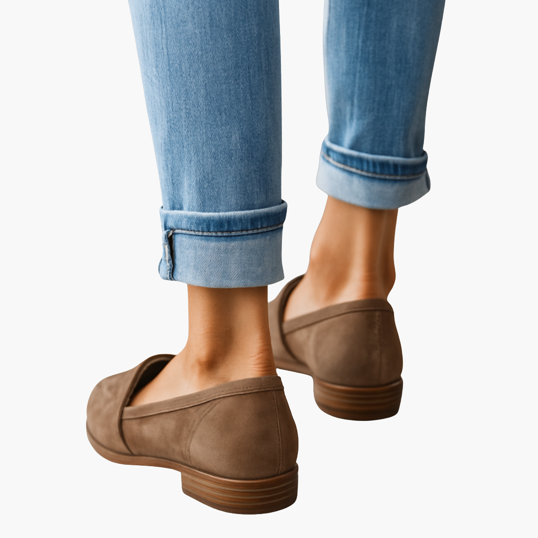 Mocassini ortopedici da donna in pelle scamosciata