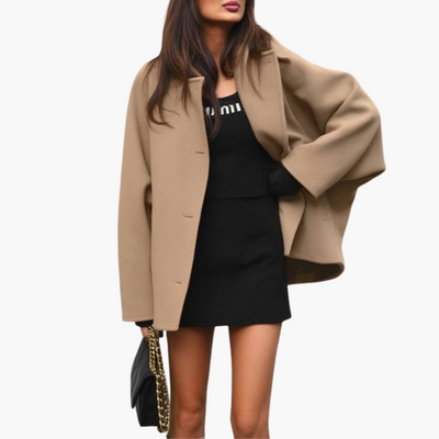 Damen Wollmantel mit Knöpfen