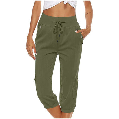 Juliet - Gekürzte Hose aus Baumwolle und Leinen mit Cargo-Taschen
