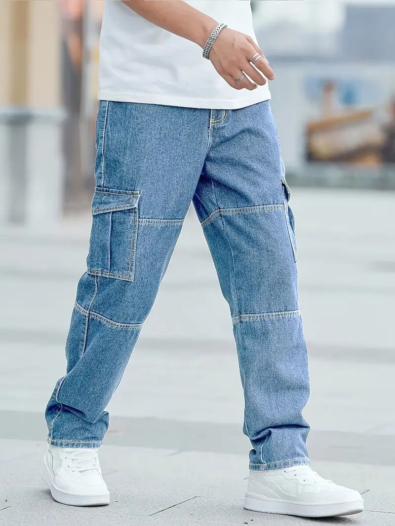 Katoenmix, Multi-Pocket, Ganzjahres-Denim in diepblauw