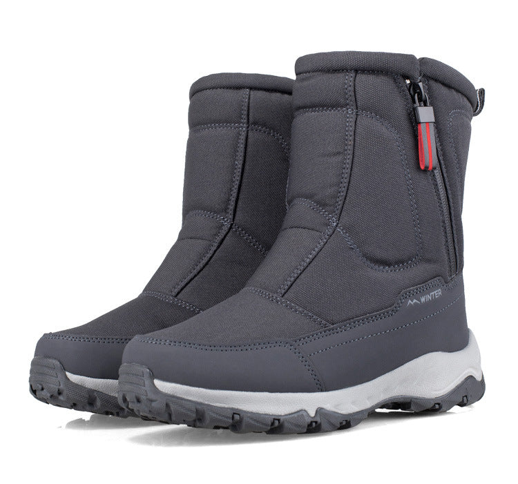 Botas de invierno para mujer con cremallera lateral: botas de nieve impermeables, antideslizantes y duraderas con forro cálido.