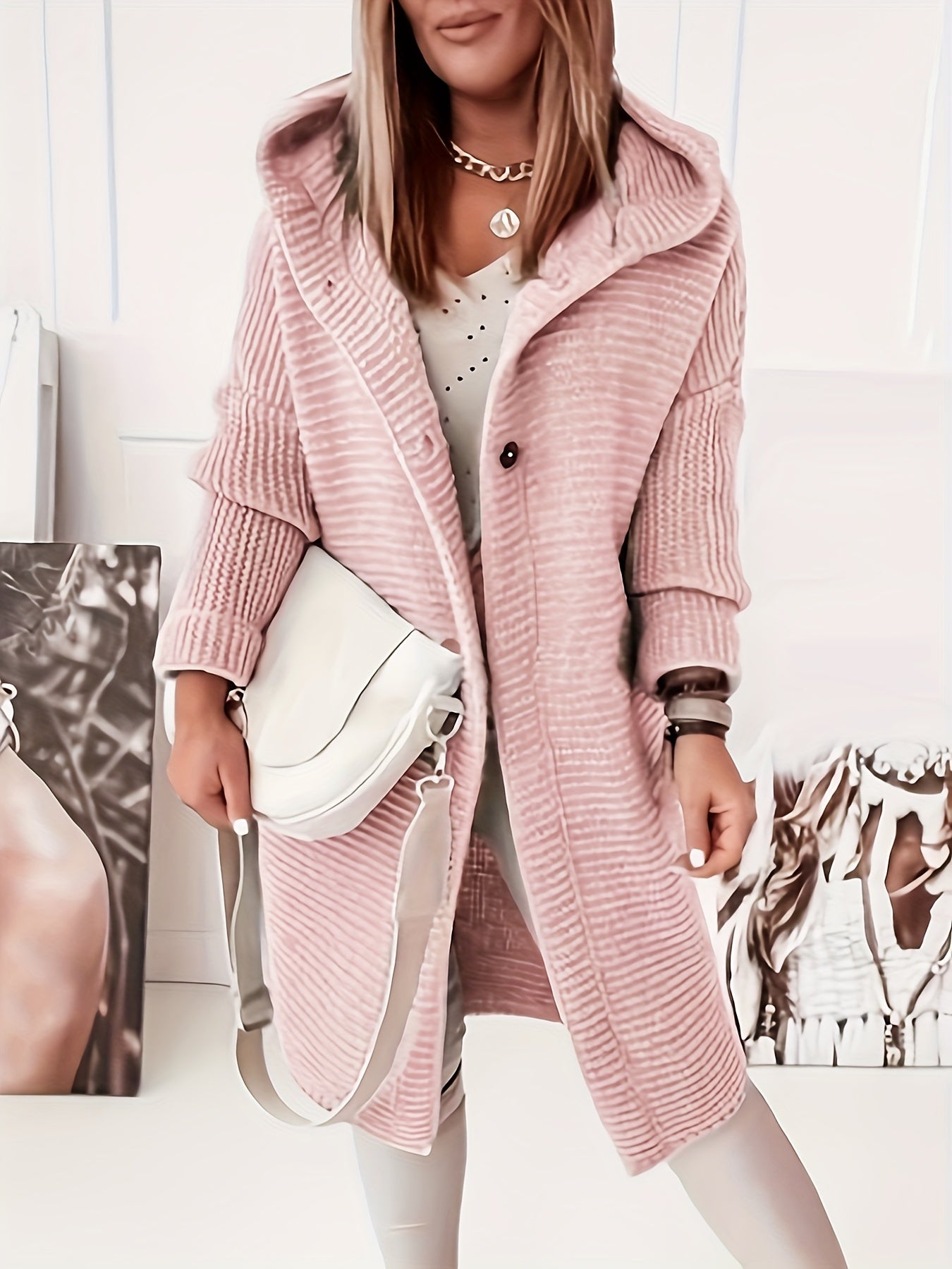 Cardigan elegante da donna con cappuccio - Look cachemire