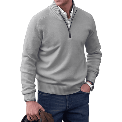 Benoit Eleganter Kaschmirpullover mit Reißverschluss