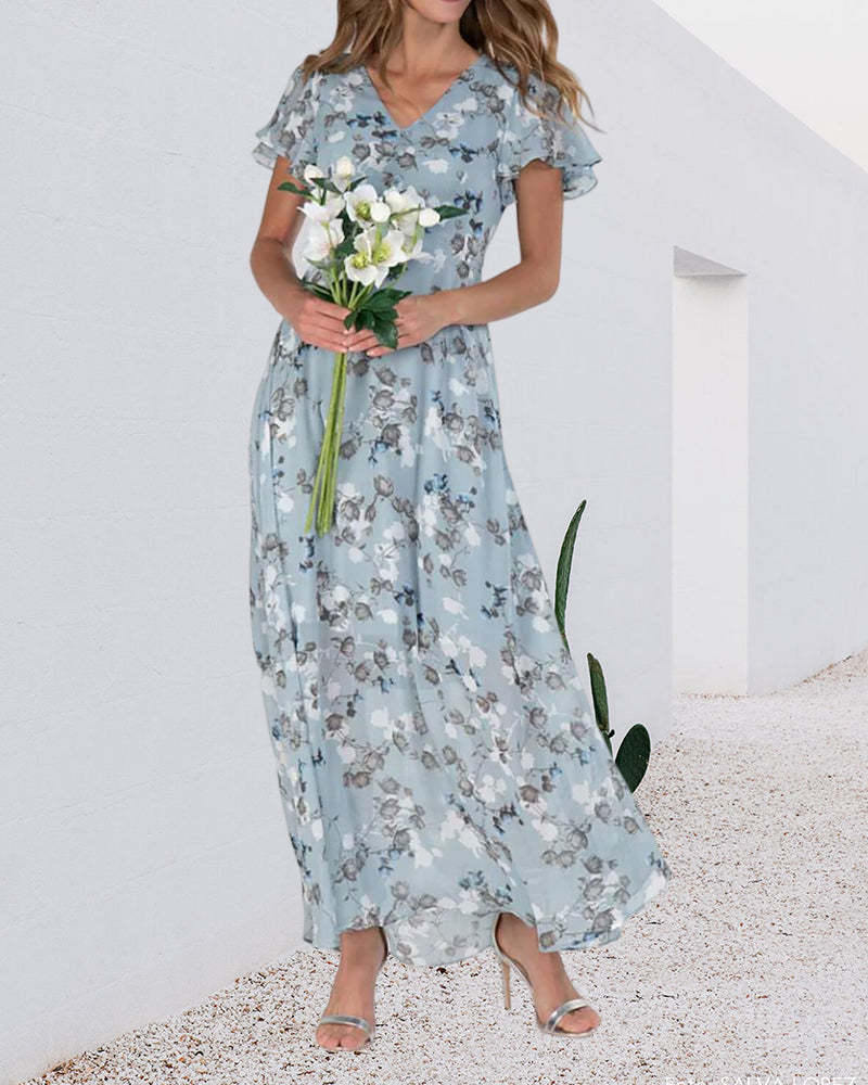 Chiffon dress with ruffles