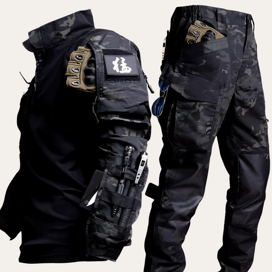 Men's Tactical Outfit with Multi-Camouflage Design