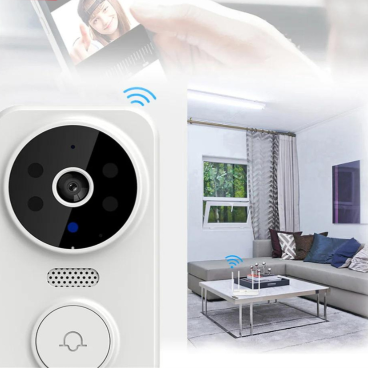 Timbre inteligente WiFi con cámara y alarma - Seguridad en HD - Diseño blanco