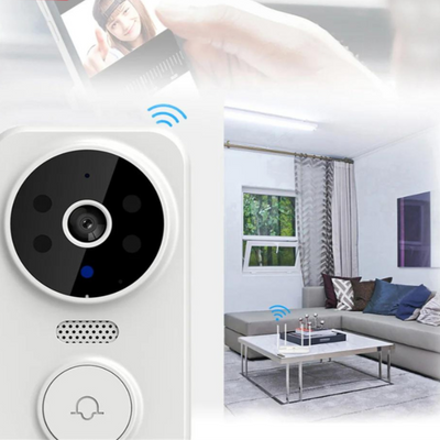 Timbre inteligente WiFi con cámara y alarma - Seguridad en HD - Diseño blanco
