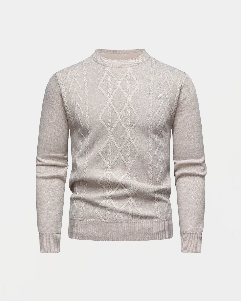 Herren Strickpullover mit rundem Ausschnitt und Diamantmuster