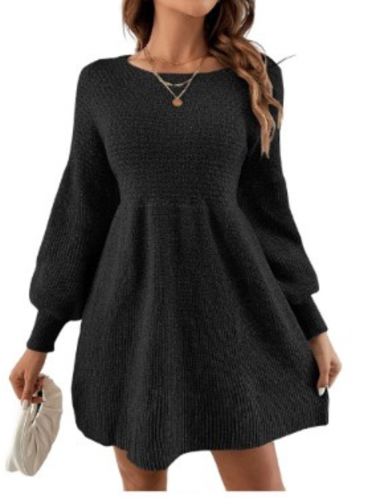 Lorelei - Μονόχρωμο μίνι πουλόβερ φόρεμα σε χρώμα βερίκοκο