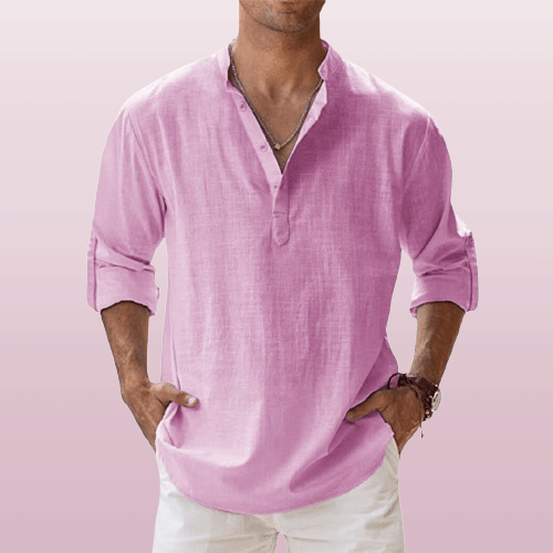 Vestibilità comoda – Henley in lino da uomo