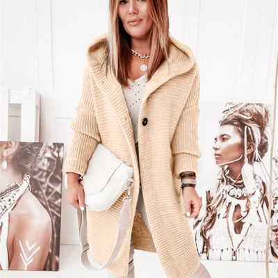 Elegante Damenstrickjacke mit Capuchon - Kasjmier Look