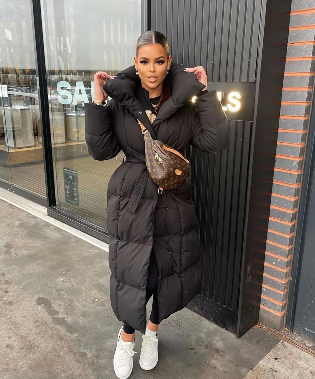 Elegante cappotto lungo con cintura per donna Mellody - pregiato misto lana