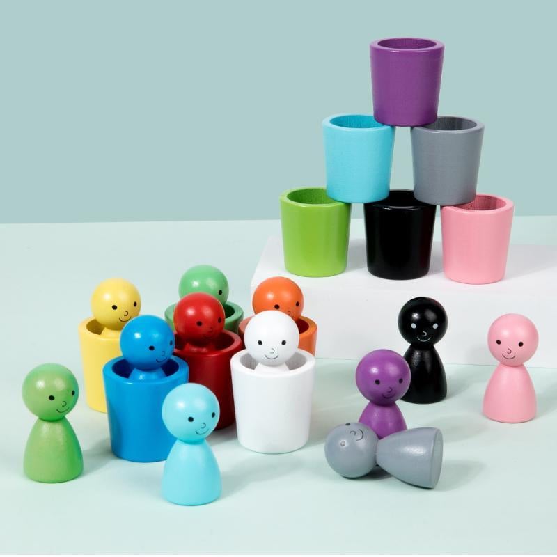 Vasos Montessori para clasificar colores