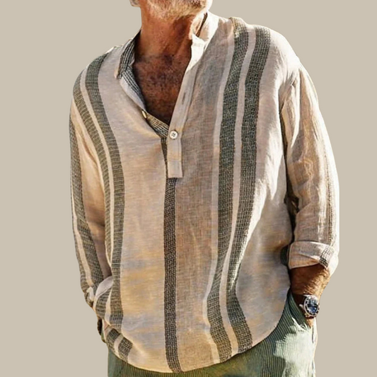 Jasper | Camicia a righe in look lino con maniche lunghe