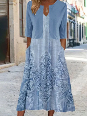 Almuth - Abito midi a due pezzi con stampa floreale