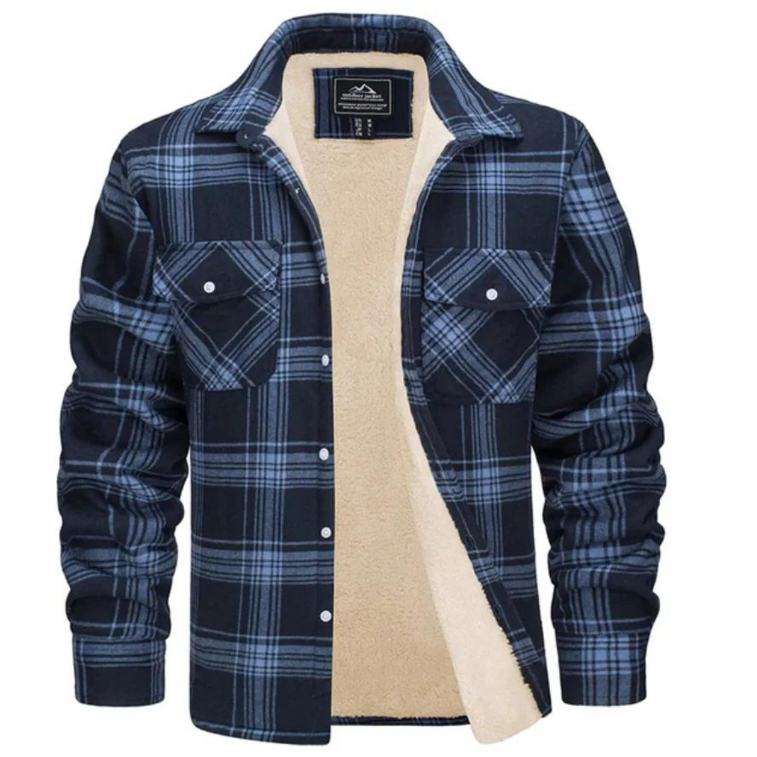Button-up Plaid Shirt Jacket For Men | Winter
