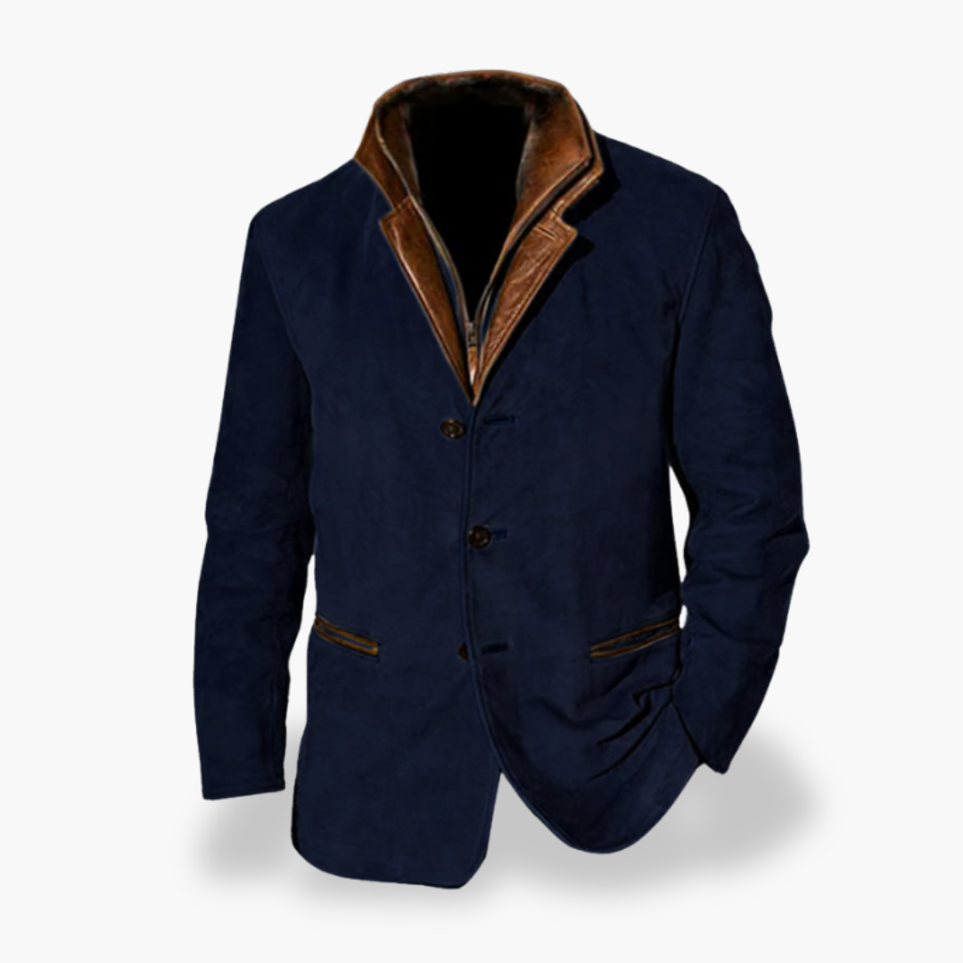 Veste en daim pour homme avec col en cuir