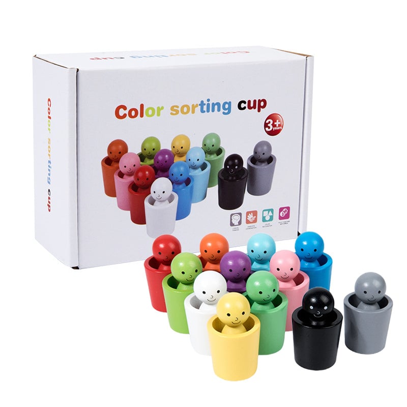 Vasos Montessori para clasificar colores