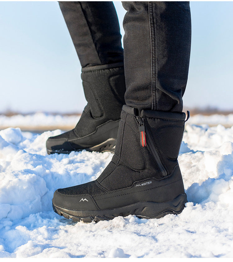 Botas de invierno para mujer con cremallera lateral: botas de nieve impermeables, antideslizantes y duraderas con forro cálido.