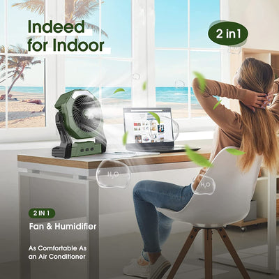 Ventilador de niebla portátil, 8 pulgadas, batería recargable de 10000 mAh