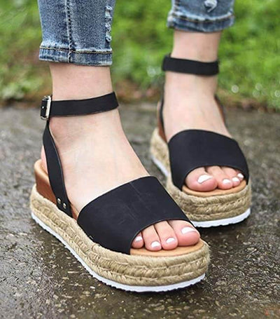 Damen Sommersandalen | Plateausandale | Verstellbarer Riemen