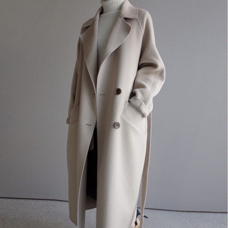 Cappotto invernale da donna lungo, oversize e caldo | Cappotto doppiopetto