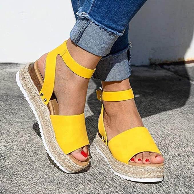 Damen Sommersandalen | Plateausandale | Verstellbarer Riemen