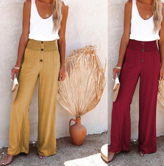 Carly - Hochtaillierte, lockere Hose mit weitem Bein