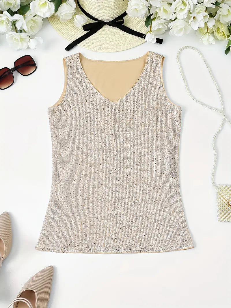 HAWA | Sequin V-Neck Top