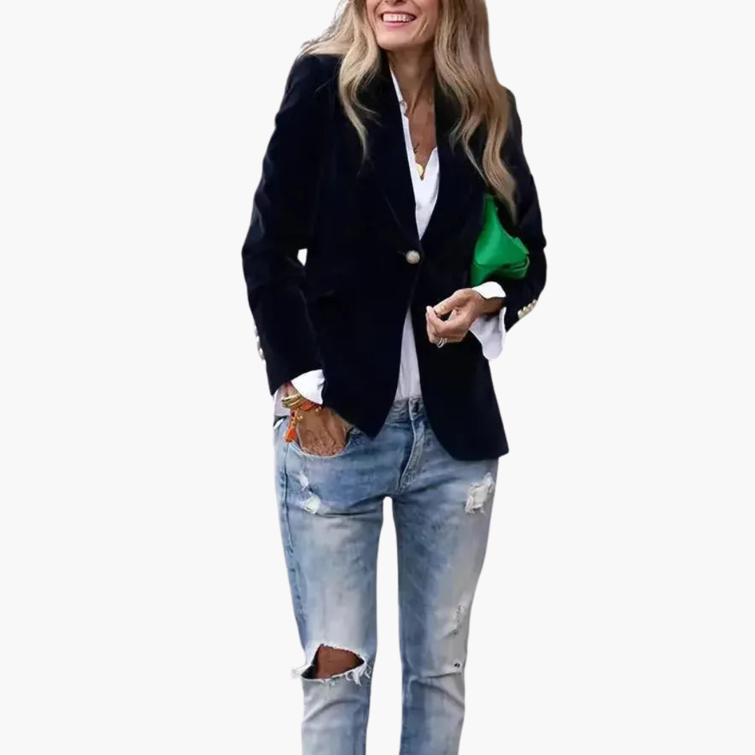 Einreihige Damenjacke aus Samt