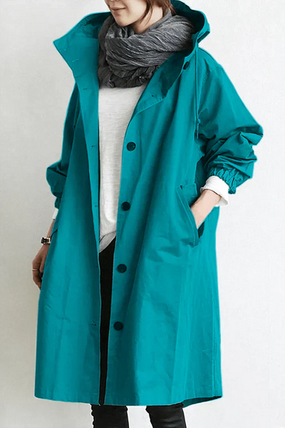 Waterdichte Dames Trenchcoat met Capuchon – Lang & Warm