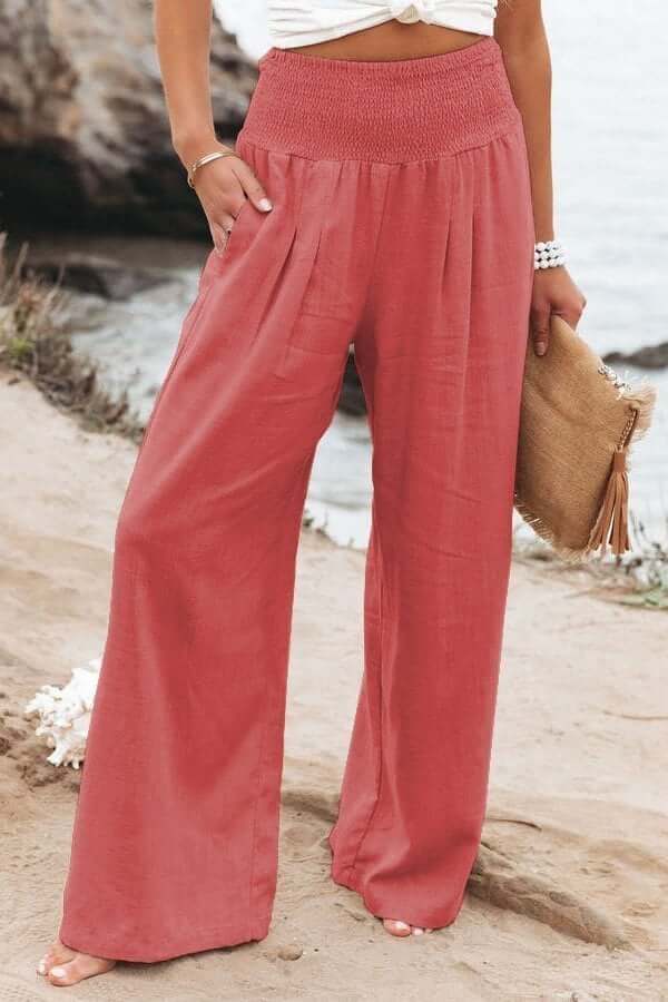 Leinenhose Damen Breezeflow elastischer Bund weiter Schnitt Sommer 2025
