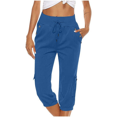 Juliet - Gekürzte Hose aus Baumwolle und Leinen mit Cargo-Taschen