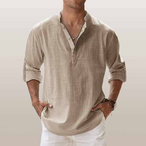 Vestibilità comoda – Henley in lino da uomo