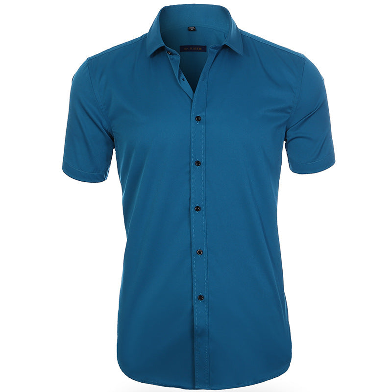 Breathable, wrinkle-resistant short-sleeve shirt for men