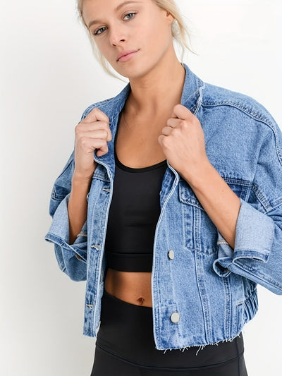 Blaue Jeansjacke mit Reverskragen