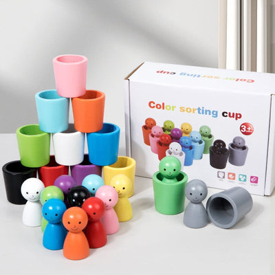Vasos Montessori para clasificar colores