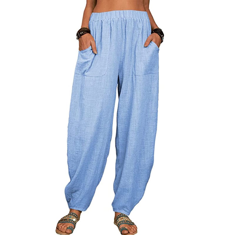 Zinzi - Pantaloni harem casual in cotone e lino